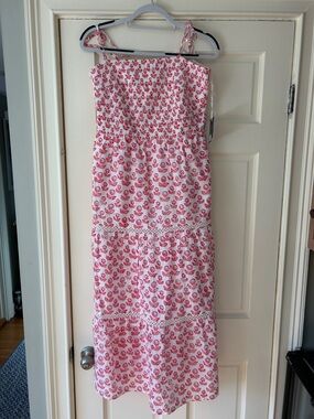 Pink Floral Tie-Strap Maxi Dress - NW